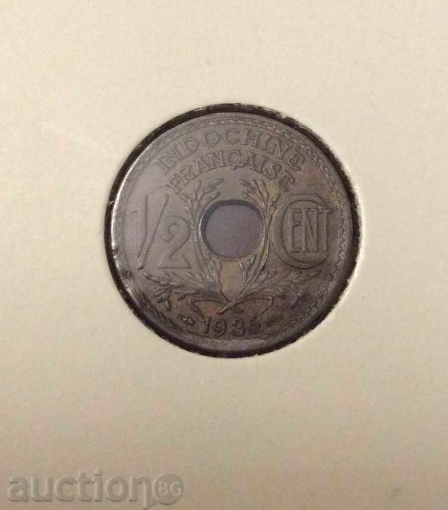 Franceză Indochina 1/2 cent 1936