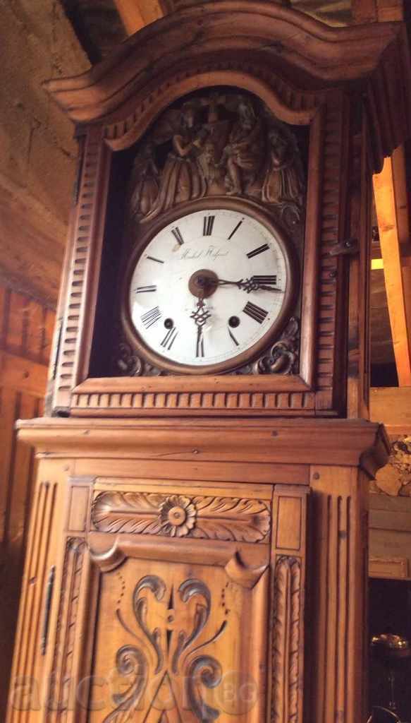 Старинен салонен часовник ФРЕНСКИ уникален  дърворезба 1830