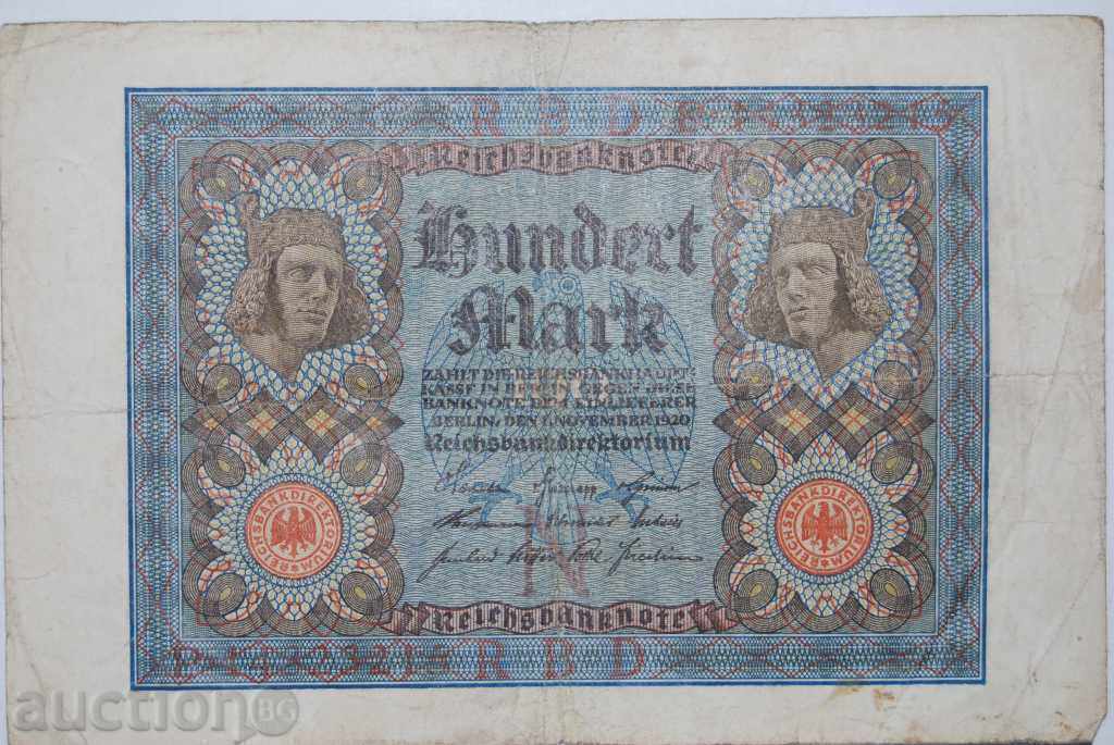 100 μάρκα Γερμανία 1920 8 ψηφία