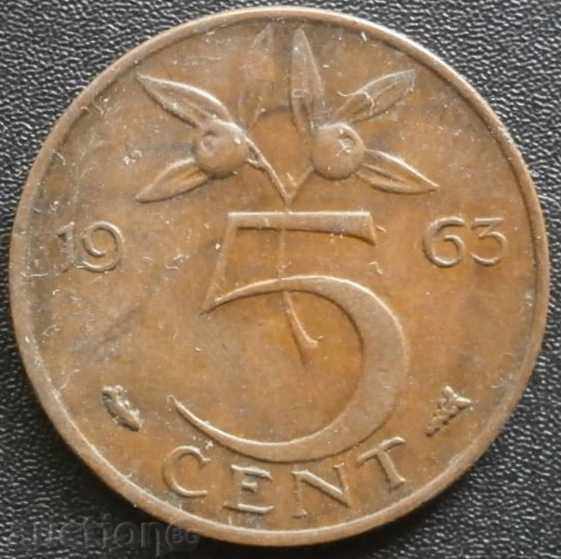 Olanda 5 cenți 1963.