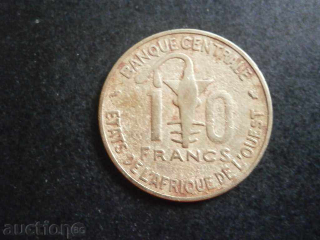 West African States, Benin, 10 francs, 1974, 32 m with price 2.50 BGN | € 1.28 West African States, Benin, 10 francs, 1974, 32 m with price 2.50 BGN | € 1.28