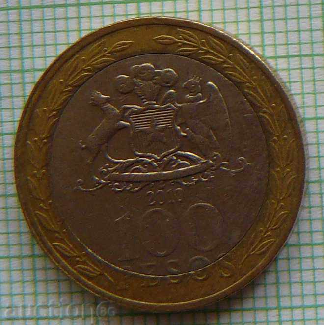 100 pesos 2010 g.Chili-bimetal