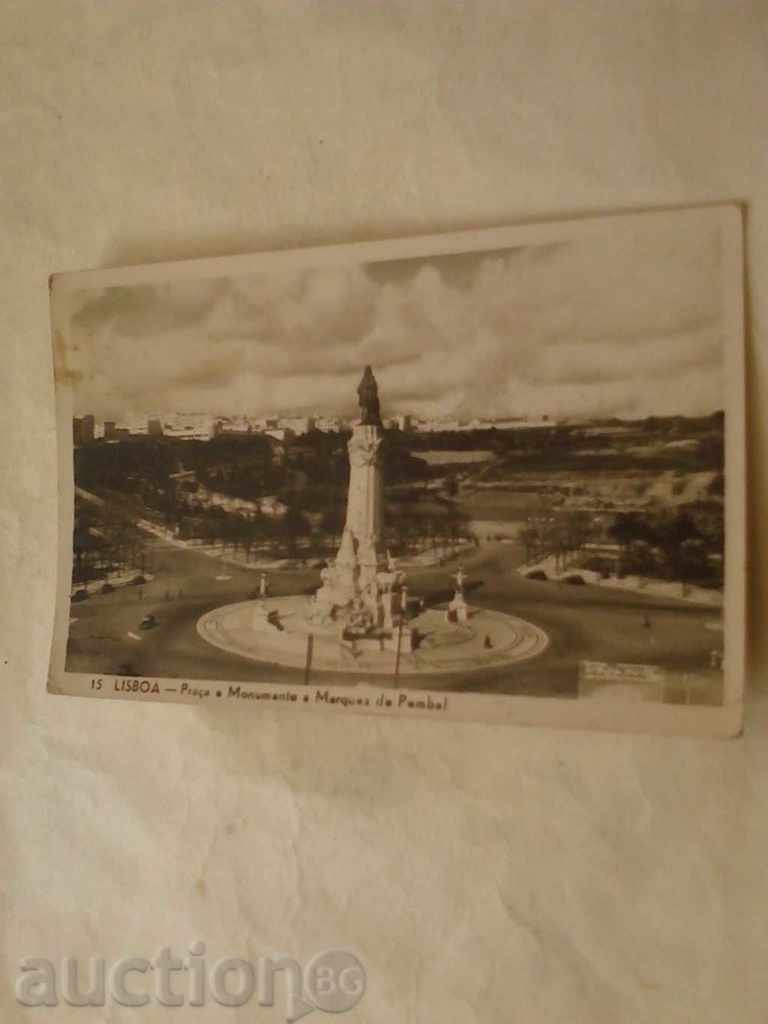 Postcard Lisboa Place Monumento and Marquez de Pembal