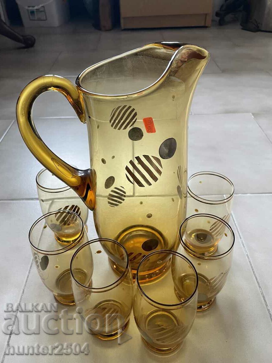 Κανάτα με ποτήρια (6 τεμ.) - Τσεχοσλοβακία