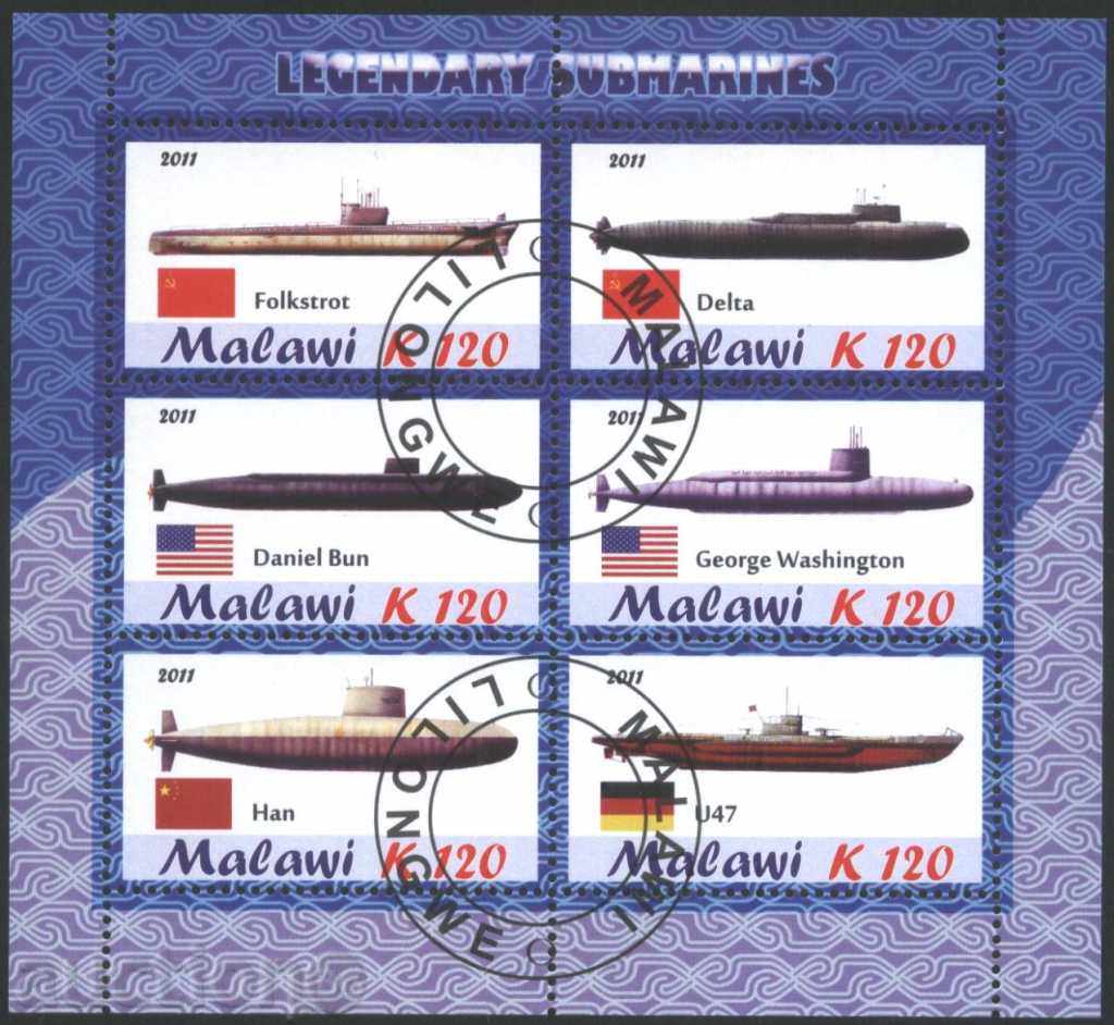 Клеймован блок  Кораби Подводници 2011  от  Малави