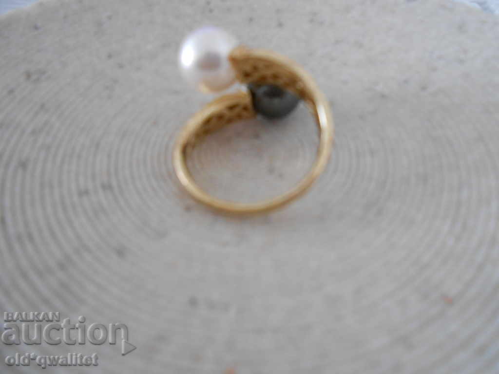 STYLE, MASIVE SILVER RING with 2 Pearls - 5 STYLE, MASIVE SILVER RING with 2 Pearls - 5
