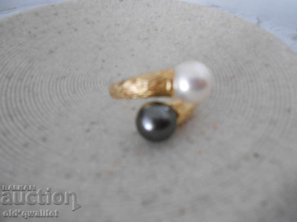 STYLE, MASIVE SILVER RING with 2 Pearls - 6 STYLE, MASIVE SILVER RING with 2 Pearls - 6