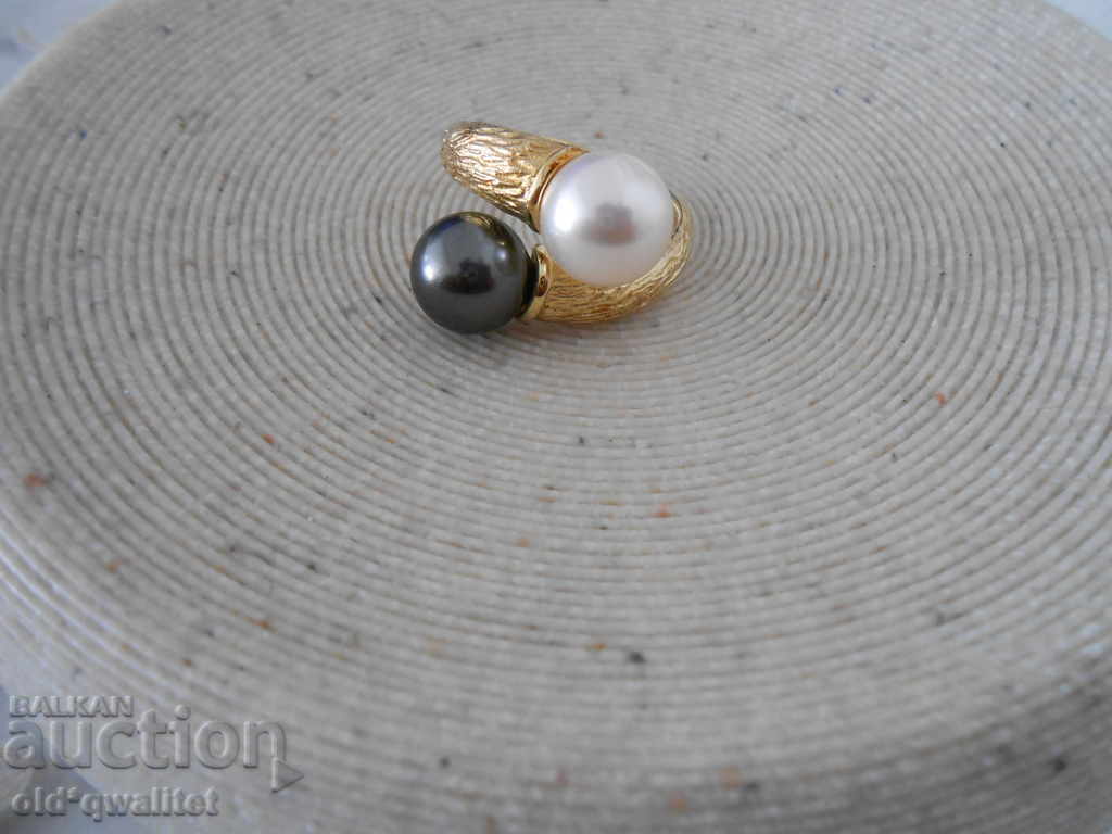 STYLE, MASIVE SILVER RING with 2 Pearls