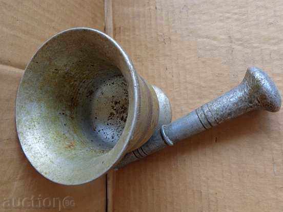 Old aluminum mortar, hammer, mortar - 6 Old aluminum mortar, hammer, mortar - 6