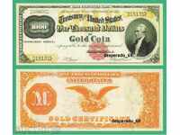 (¯`'•.¸(репродукция)  САЩ  1000 "златни" долара 1882 UNC'´¯)