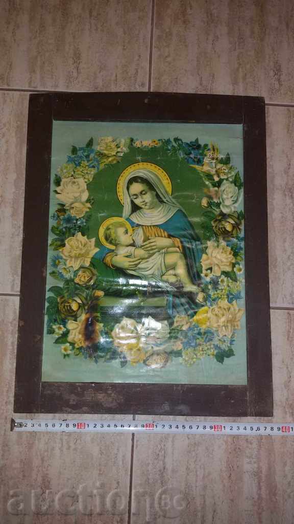 icoana litografie Fecioara Maria Maica lui Dumnezeu