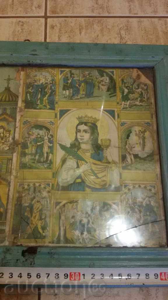 Auction icon lithography Virgin Mary the god's mother Auction icon lithography Virgin Mary the god's mother