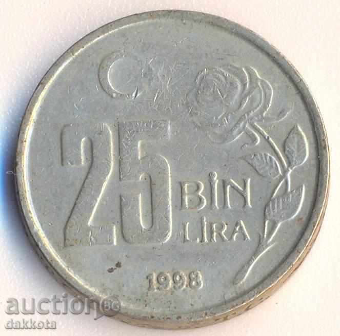 Turkey 25 new pounds 1998 year