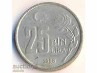 Turkey 25 new pounds 1998 year