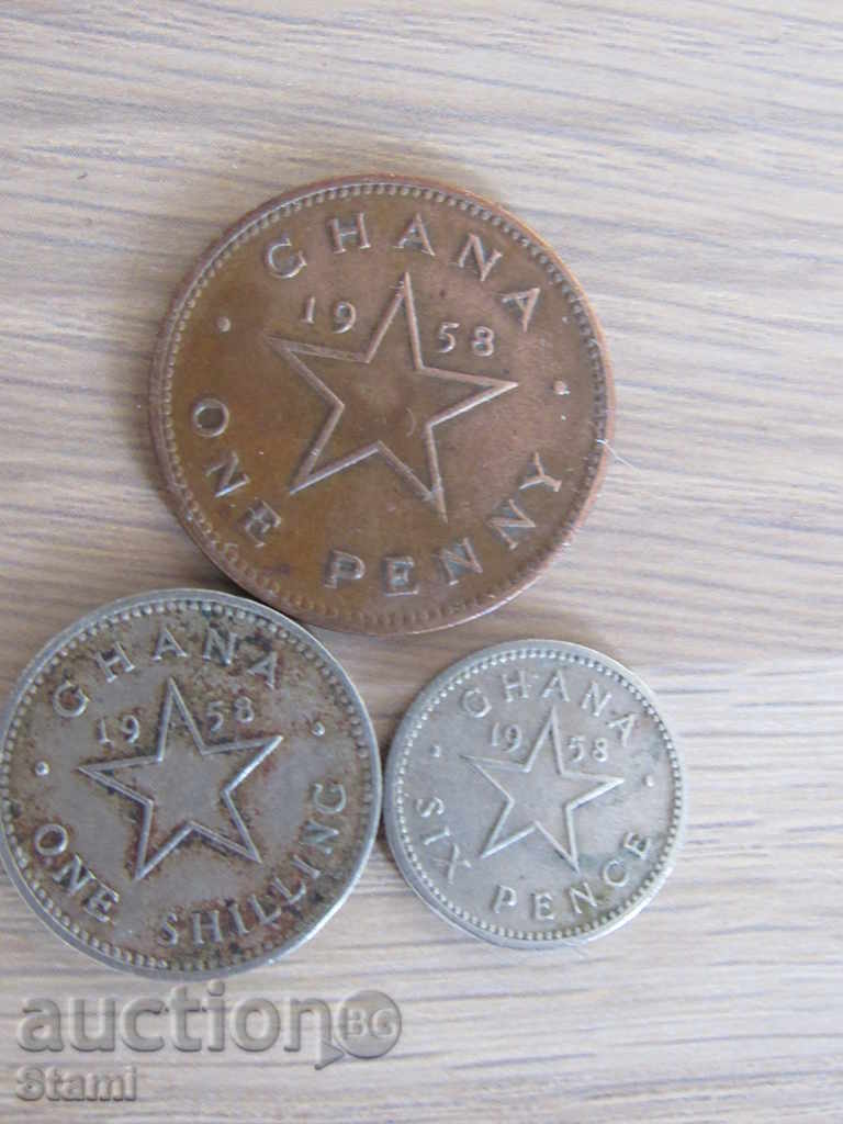 Сет Гана 1958 г.-1 шилинг,1 пени,6 пенса,104 m