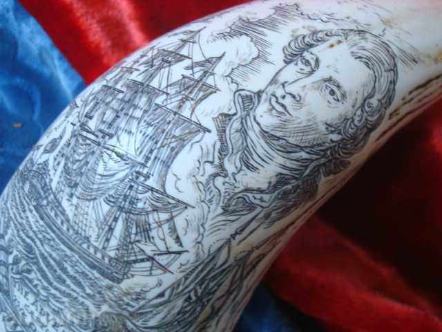 Licitație UN DINE DE BALENA? gravat „ADVENTURA CAP. QUEDAGH, min. secol. Înălțime 130mm