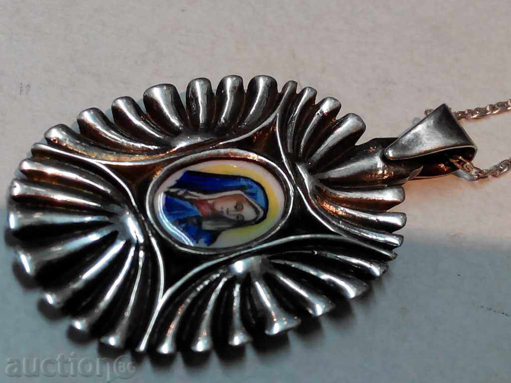 ANTIQUE SILVER ENAMEL PENDANT