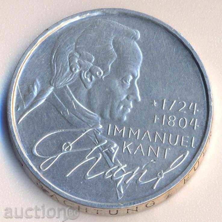 ФРГ 5 марки 1972 година, сребърна, 11 грама, Кант
