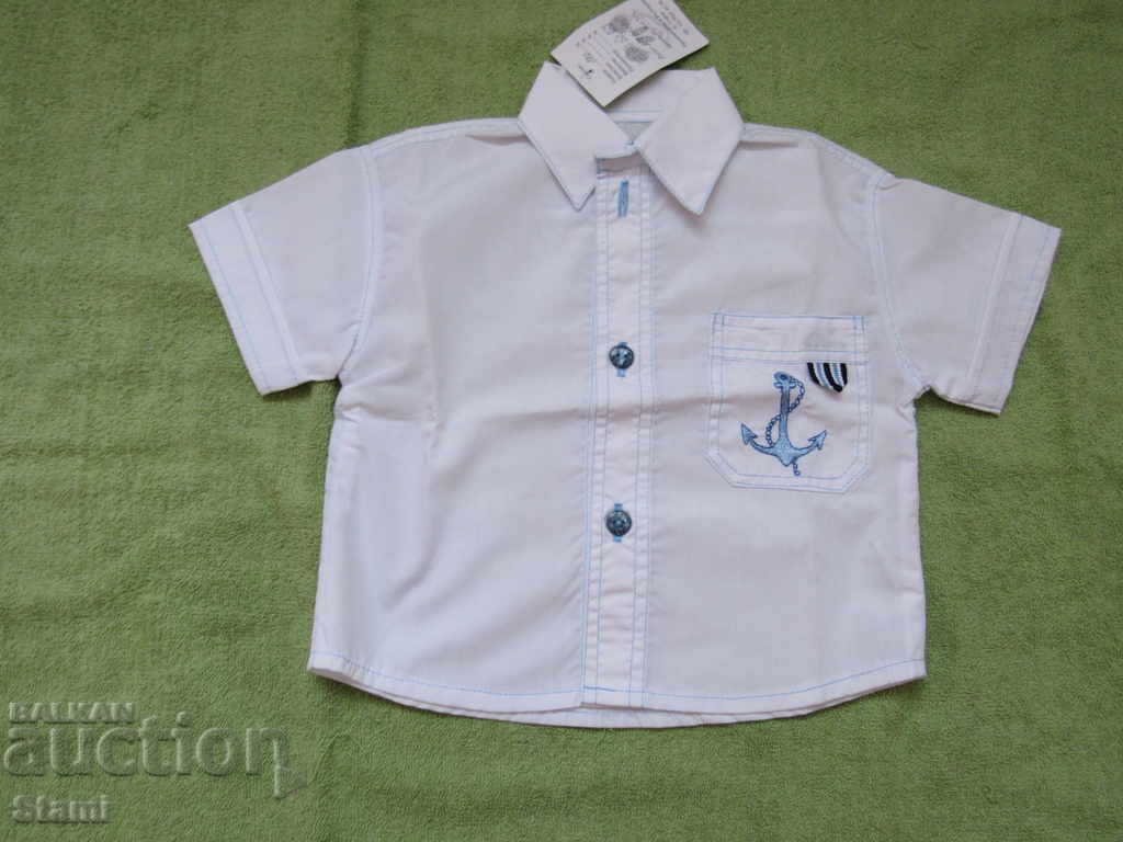 White children's shirt with embroidered pocket, size 86 and 110, new with price 8.00 BGN | € 4.09 White children's shirt with embroidered pocket, size 86 and 110, new with price 8.00 BGN | € 4.09