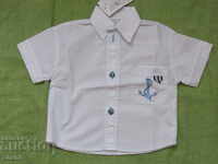 White children's shirt with embroidered pocket size 86 and 110, new