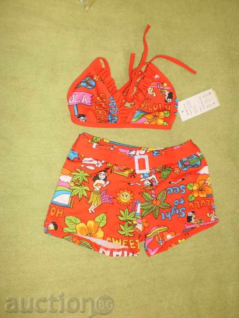 Children's bathing suit in red for 7-8 year old baby, new