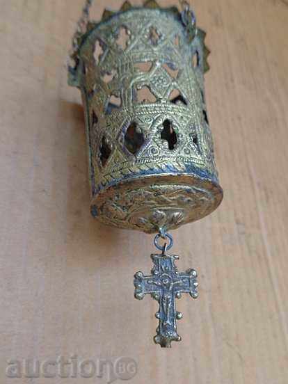 lumânare veche de bronz, icoana, religie, cruce - 5