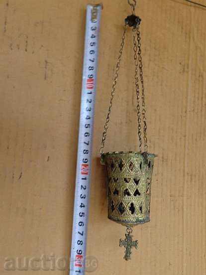 lumânare veche de bronz, icoana, religie, cruce