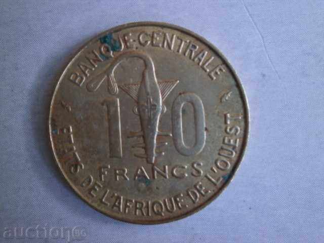 West African States, Benin, 10 francs, 1977, 57W with price 2.30 BGN | € 1.18 West African States, Benin, 10 francs, 1977, 57W with price 2.30 BGN | € 1.18