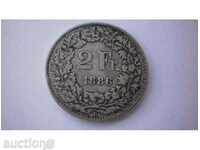 Switzerland - Confederation 2 Frank 1886 Rare Coin
