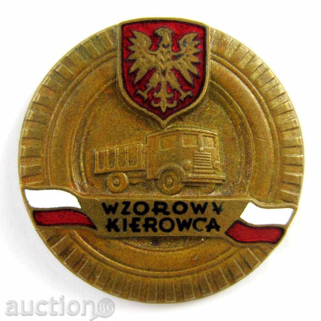 MODEL DRIVER-AWARD BADGE-POLISH-BRONZE-ENAMEL-Rarity