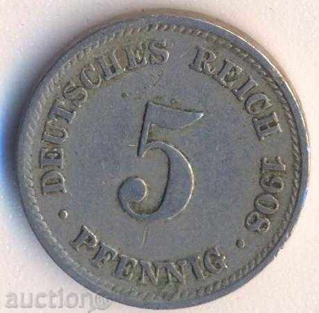 Германия 5 пфенига 1908d