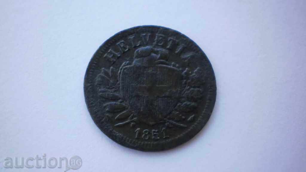 Швейцария 2 Рапен 1851 Рядка Монета