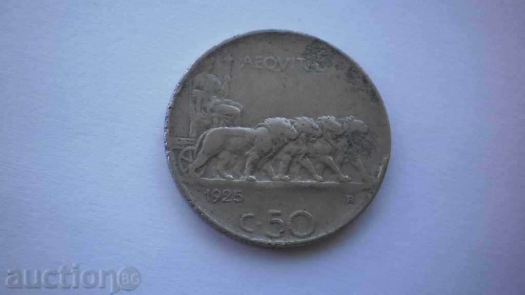 Ιταλία 50 1925 Chentesimi αρκετά σπάνιο νόμισμα