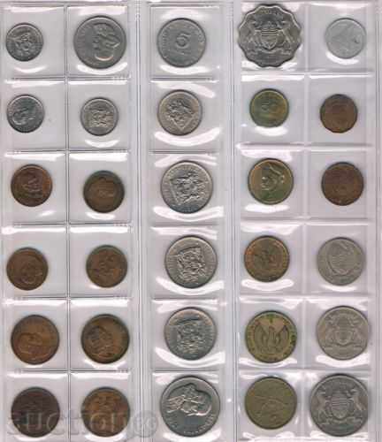 Лот 29 монети на Ботсуана,Южна Африка и Гърция