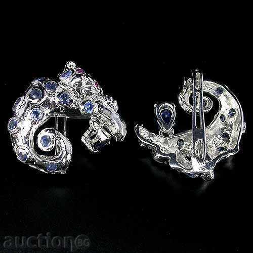 ELEGANT cercei de argint cu safire naturale TIGERS și rubine cu preț 280.00 BGN | € 143.16