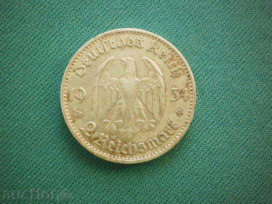 Germania! RRR! 2 REICHMARKS 1934 - RARE Germania cu preț € 25.56 | 49.99 BGN