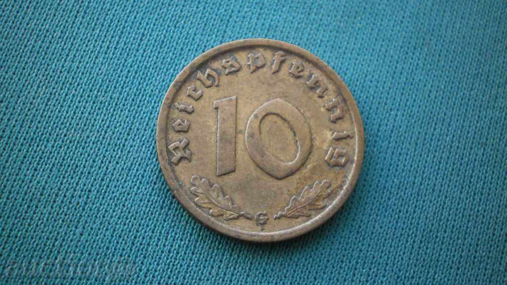 Германия  10  ПФЕНИГА  1938 G   - РЯДКА с цена € 6.14 | 12.01 лв.