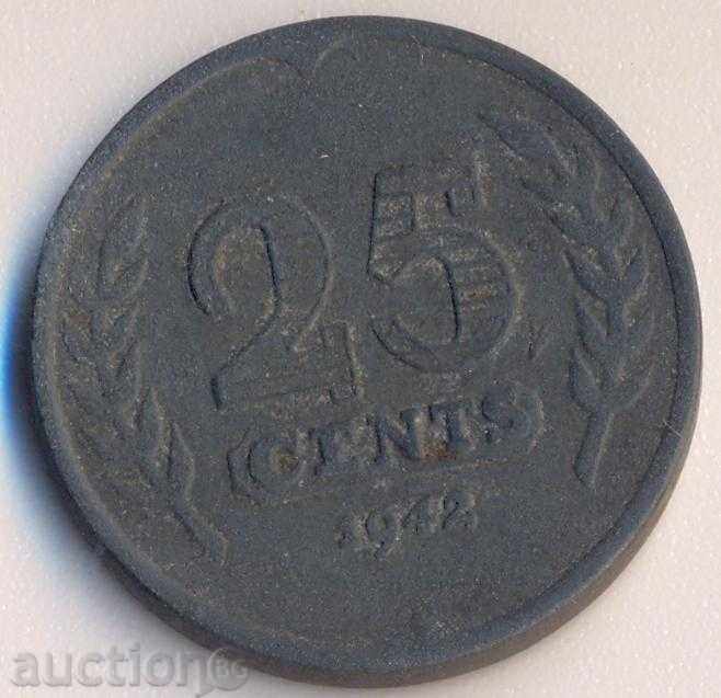 Ολλανδία 25 σεντς 1942, ψευδάργυρο