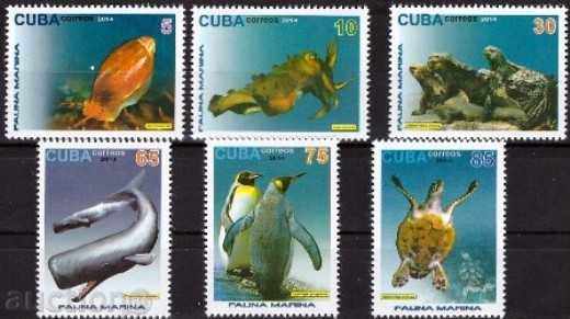 Чисти марки Морска Фауна 2014 от Куба