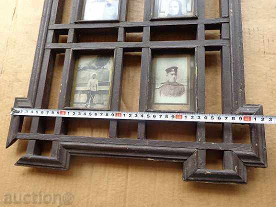 Auction  Old framed portrait with soldiers, shepherd woodcarving, photo