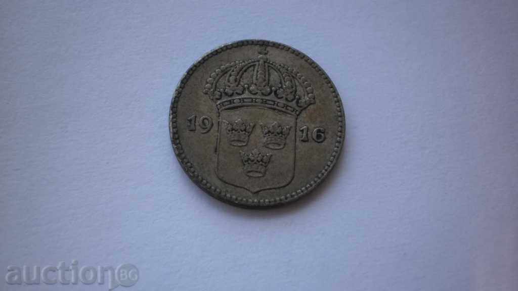 Швеция Сребро 10 Йоре 1916 Рядка Монета