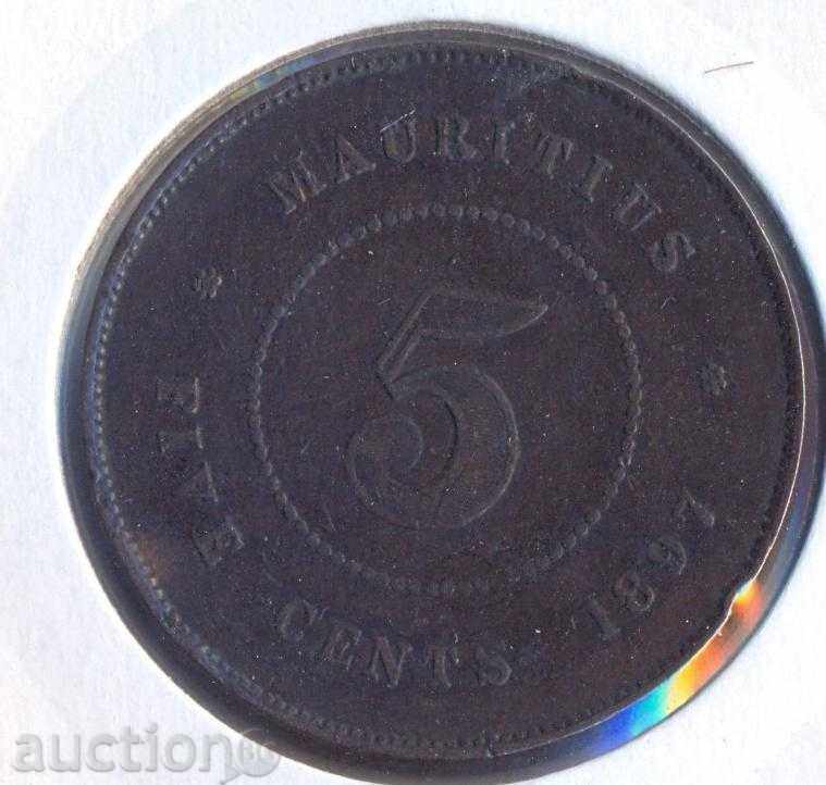 Mauritius Island 5 cents 1897 Victoria