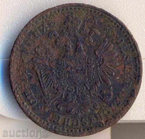Austria 1 crocodile 1858m, Milan, a rare coin with price 10.00 BGN | € 5.11