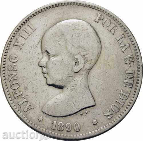 5 pesetas 1890 SPANIA
