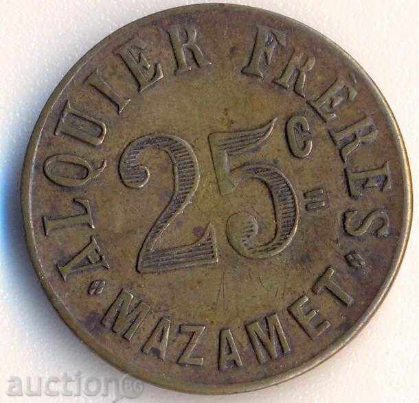 Franța jeton 25 centime 1917, alamă cu preț 18.00 BGN | € 9.20 Franța jeton 25 centime 1917, alamă cu preț 18.00 BGN | € 9.20