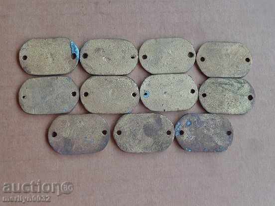 Delivery of Lot of bronze plates 11 pieces with plate number plate number Delivery of Lot of bronze plates 11 pieces with plate number plate number