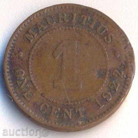 Mauritius Island 1 cent 1922 year
