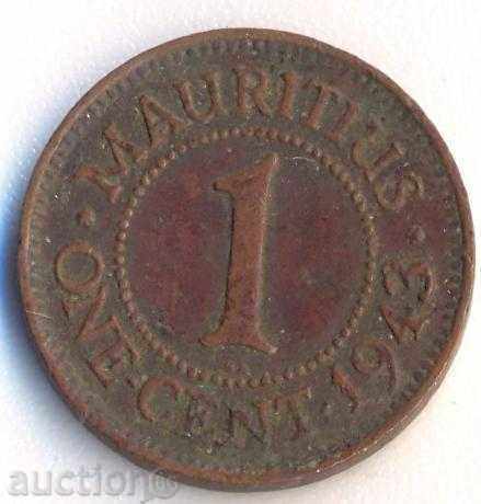 Mauritius Island 1 cent 1943, small circulation