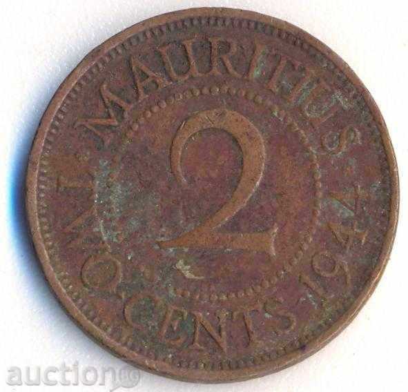 Mauritius 2 cenți în 1944, o mică circulație