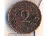 Mauritius Island 2 cents 1943, very small circulation